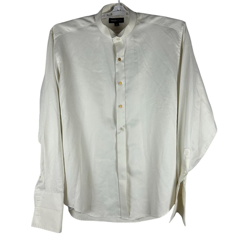 Tallia Uomo Mens Long Sleeve White Dress Shirt 16.5” Collar Size 6/7